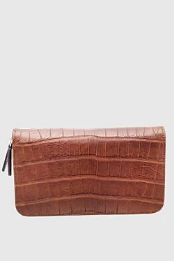 Men's clutch bag made of brown crocodile leather