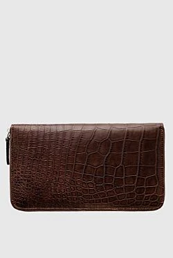 Men's clutch bag made of brown crocodile leather