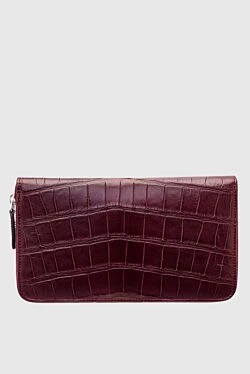 Men's clutch bag made of crocodile skin burgundy