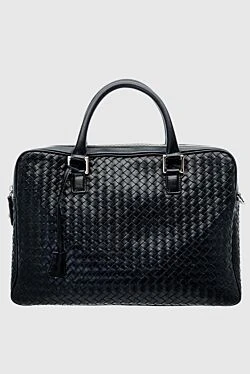 Black leather briefcase for men