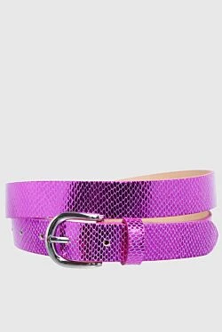 Pink leather belt for women