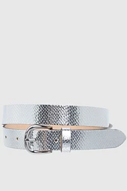 Gray leather belt for women