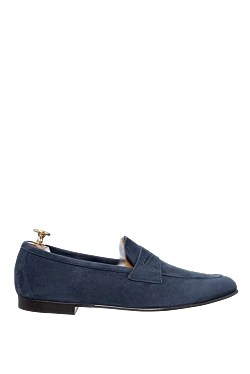 Blue suede loafers for men