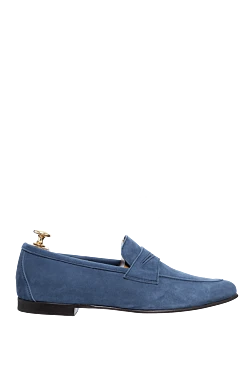 Blue suede loafers for men