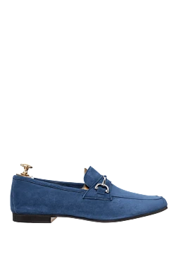 Blue suede loafers for men