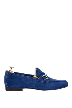 Blue suede loafers for men