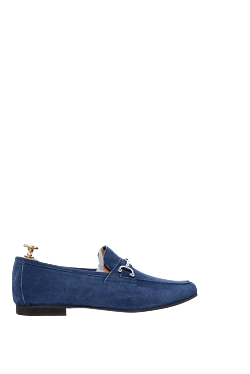 Blue suede loafers for men