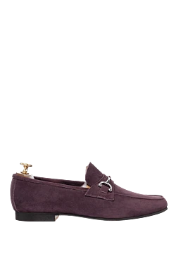 Burgundy suede loafers for men