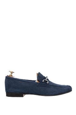 Blue suede loafers for men