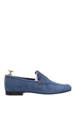 Blue suede loafers for men