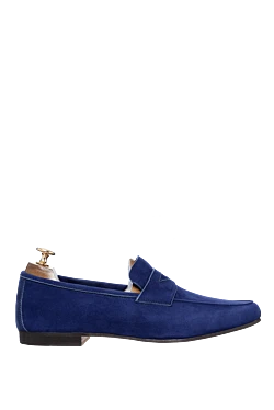 Blue suede loafers for men