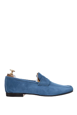 Blue suede loafers for men