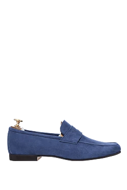 Blue suede loafers for men