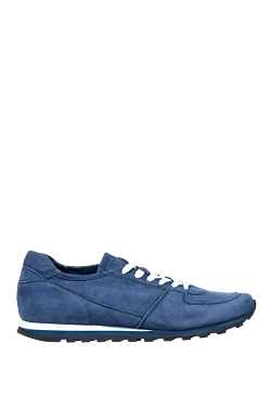 Blue suede sneakers for men