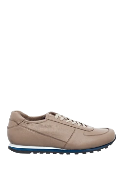 Beige leather sneakers for men