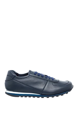 Blue leather sneakers for men