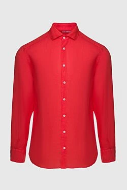 Red linen shirt for men