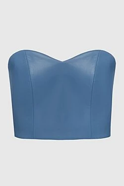 Women's blue leather corset