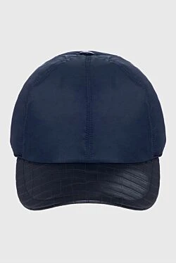 Cap made of crocodile skin and polyester blue for men