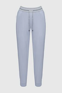 Blue viscose trousers for women