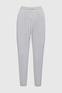 White viscose trousers for women