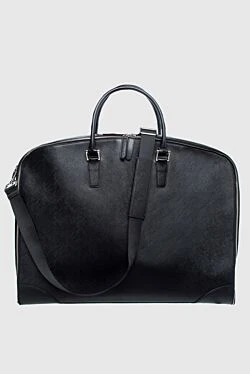 Black leather bag for men