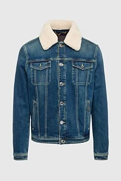 Cotton and polyurethane denim jacket blue for men