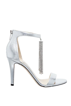 Gray leather sandals for women