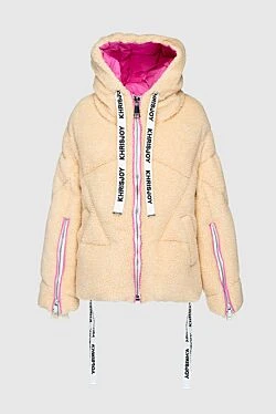 Beige polyester down jacket for women