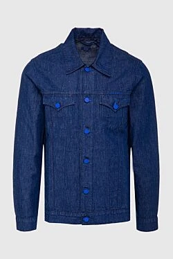 Blue cotton and linen denim jacket for men