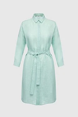 Green linen dress for women