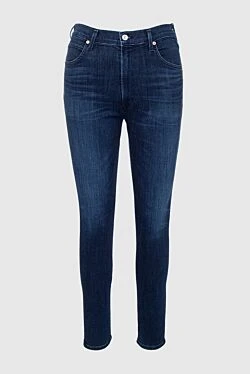 Blue cotton and viscose jeans for women