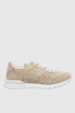 Beige nubuck sneakers for men