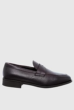 Black leather loafers for men