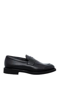 Black leather loafers for men