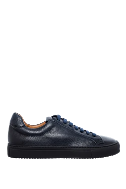 Blue leather sneakers for men