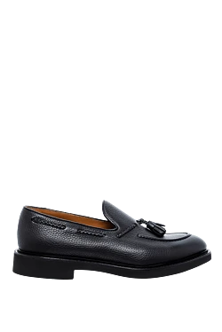 Black leather loafers for men