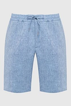 Blue linen shorts for men