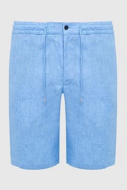 Blue linen shorts for men