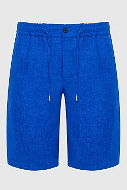 Blue linen shorts for men