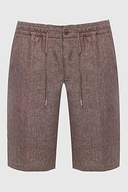 Brown linen shorts for men