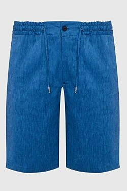 Blue linen and wool shorts for men