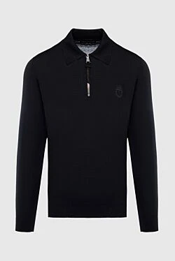 Wool long sleeve polo blue for men