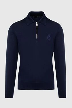 Wool long sleeve polo blue for men