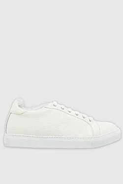 White leather and fur sneakers for women