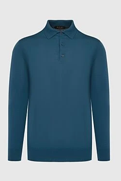 Wool long sleeve polo blue for men