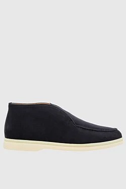 Black nubuck loafers for women