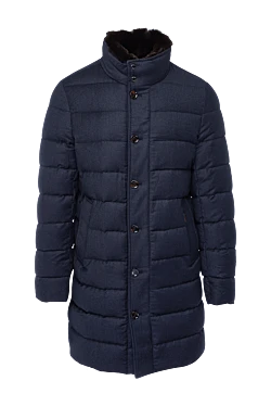 Down jacket men's wool and cashmere blue