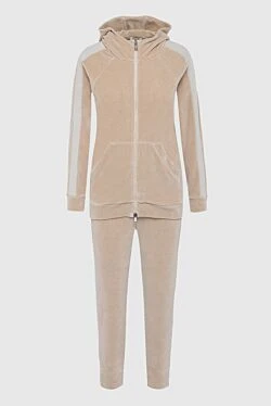 Beige women's walking suit made of cotton and polyamide