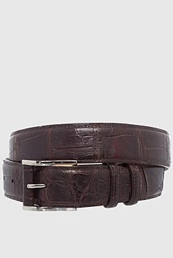 Crocodile leather belt burgundy for men